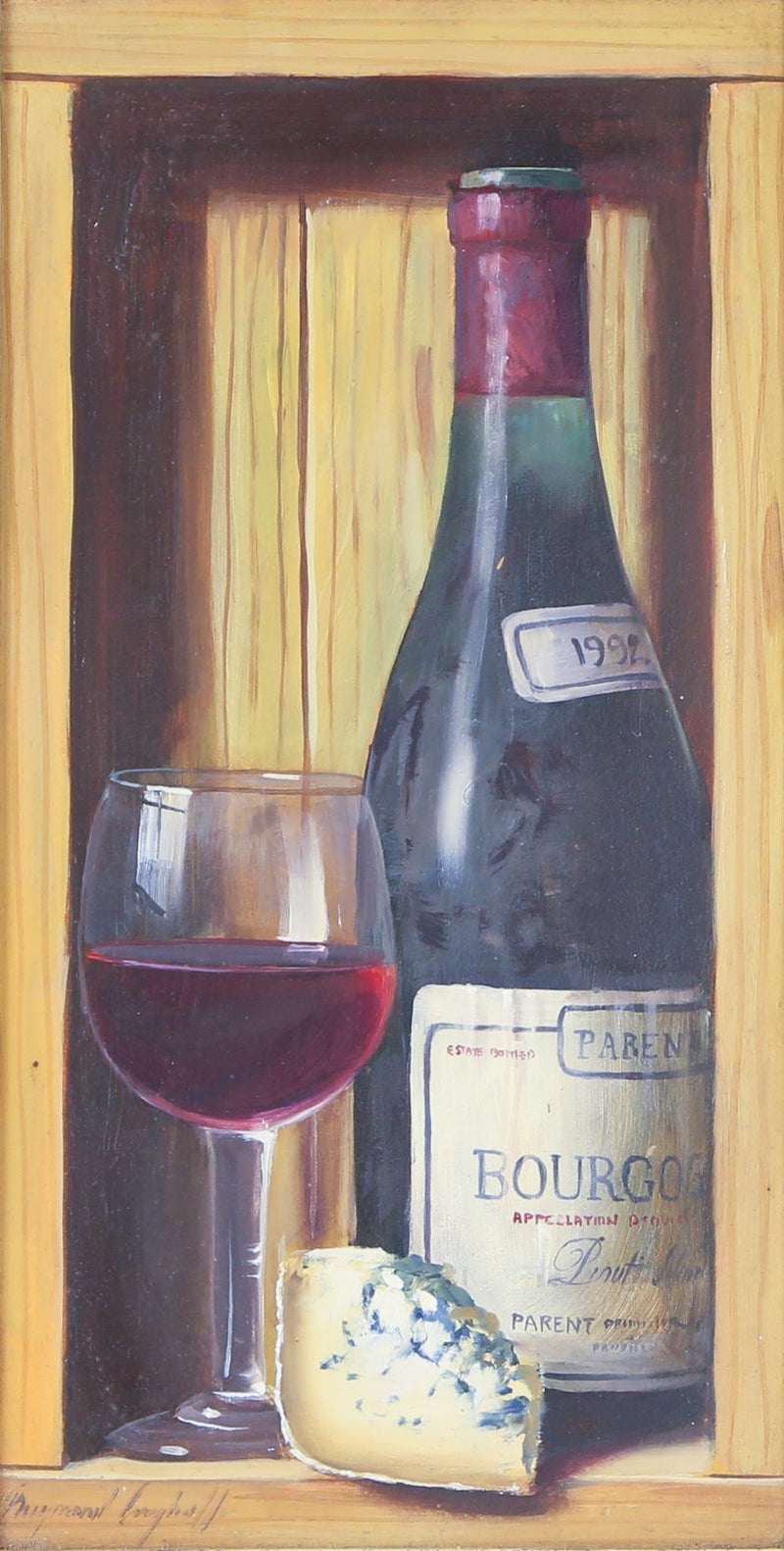 RAYMOND CAMPBELL, BOURGOGNE 1992, STILL LIFE, ORIGINAL OIL PAINTING, SIGNED