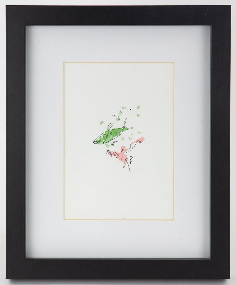 SIR QUENTIN BLAKE - FISH, ORIGINAL WATERCOLOUR & INK ARTWORK LP215/052, SIGNED