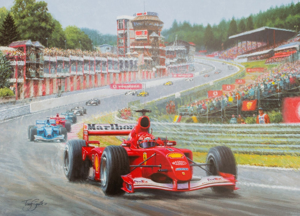 TONY SMITH 'MICHAEL SCHUMACHER FERRARI' LIMITED EDITION F1 PRINT 380/495, SIGNED