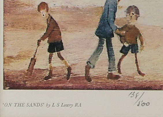 L.S. LAURENCE STEPHEN LOWRY, 'ON THE SANDS', SIGNED LIMITED EDITION PRINT 138/500