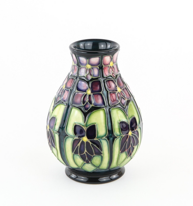 MOORCROFT POTTERY 'VIOLET' SALLY TUFFIN FLORAL FLOWER BULBOUS VASE