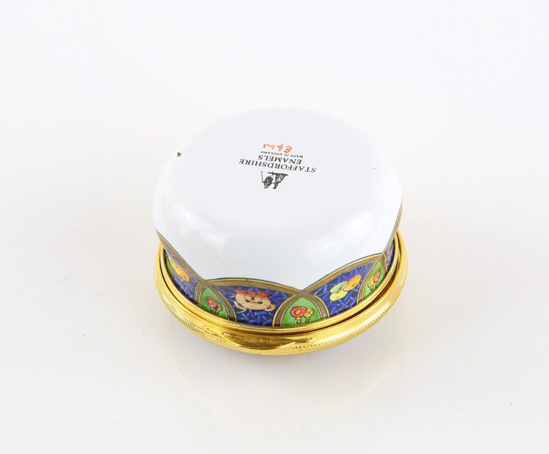 STAFFORDSHIRE 'CHRISTMAS 1998' TEDDYBEARS ROUND ENAMEL TRINKET PILL BOX