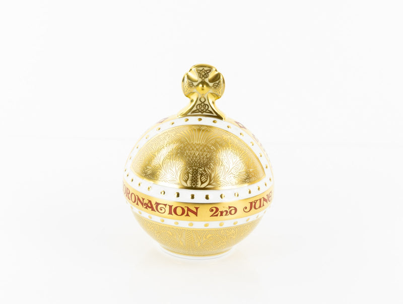 ROYAL CROWN DERBY - ERII QUEEN 50TH ANNIVERSARY OF CORONATION ORB PAPERWEIGHT