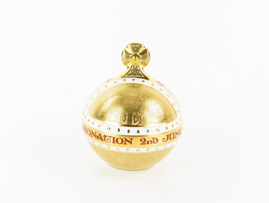 ROYAL CROWN DERBY - ERII QUEEN 50TH ANNIVERSARY OF CORONATION ORB PAPERWEIGHT