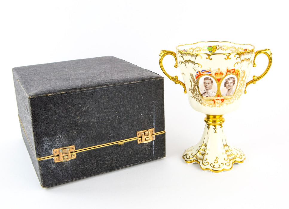 AYNSLEY - KING GEORGE VI & QUEEN ELIZABETH CORONATION LARGE GOBLET TROPHY VASE