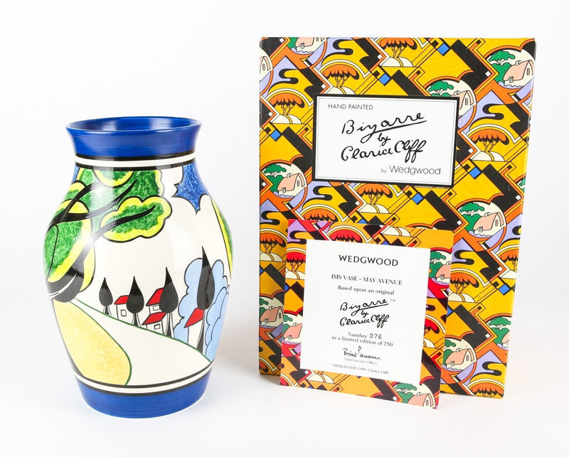 CLARICE CLIFF BY WEDGWOOD 'MAY AVENUE' LIMITED EDITION BIZARRE ISIS VASE, BOXED
