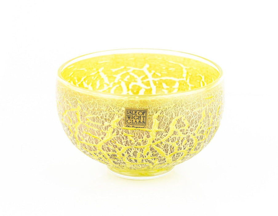 TIMOTHY HARRIS FOR ISLE OF WIGHT 'CRIZZLE' YELLOW/GOLD GLASS OPEN BOWL