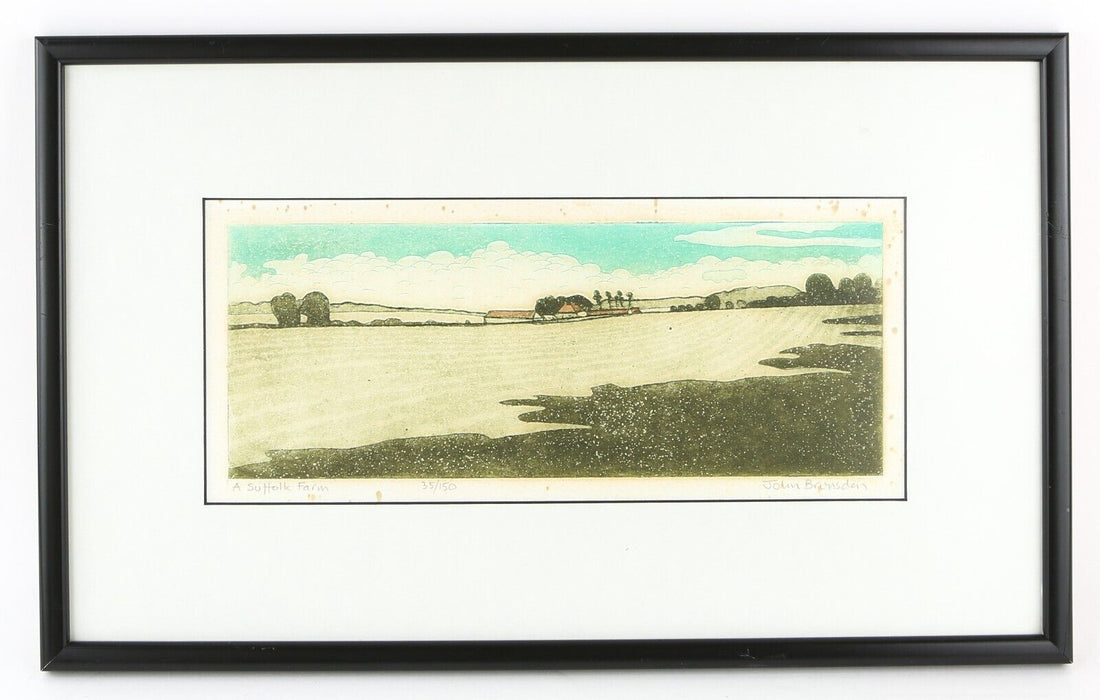 JOHN BRUNSDON 'A SUFFOLK FARM' LIMITED EDITION ETCHING PRINT 35/150, SIGNED