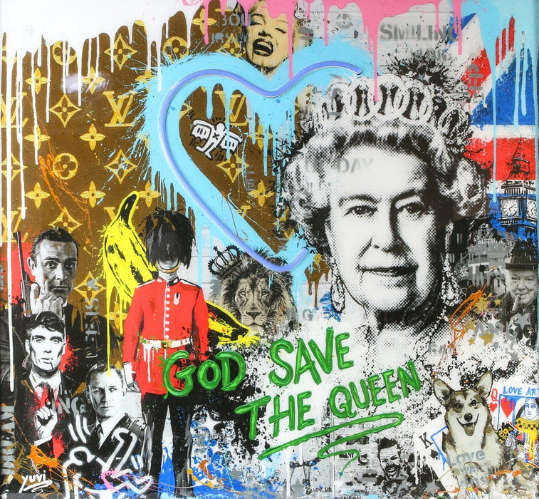 YUVI 'GOD SAVE THE QUEEN' LIMITED EDITION LED MIXED MEDIA ARTWORK 14/95 & COA