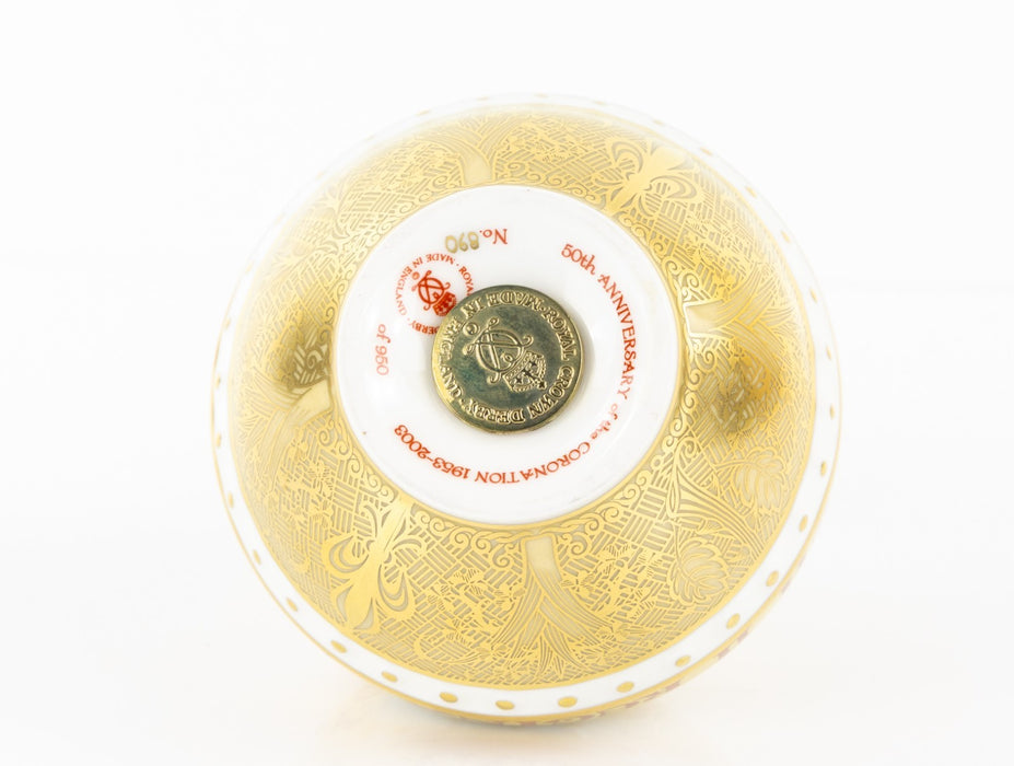 ROYAL CROWN DERBY - ERII QUEEN 50TH ANNIVERSARY OF CORONATION ORB PAPERWEIGHT