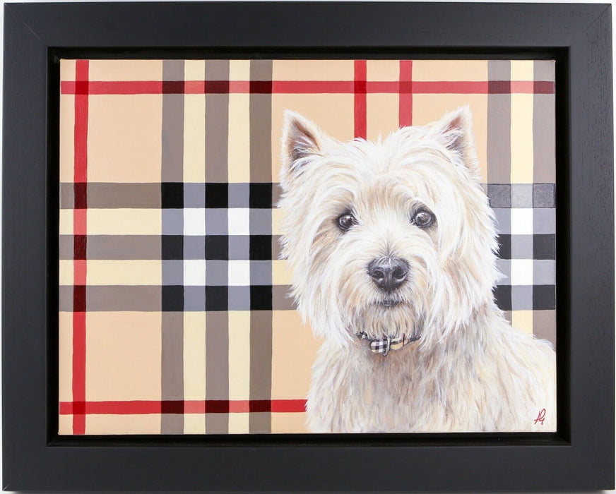 HAYLEY GOODHEAD 'BURBERRY BOY' WESTIE TERRIER DOG, ORIGINAL OIL PAINTING, SIGNED