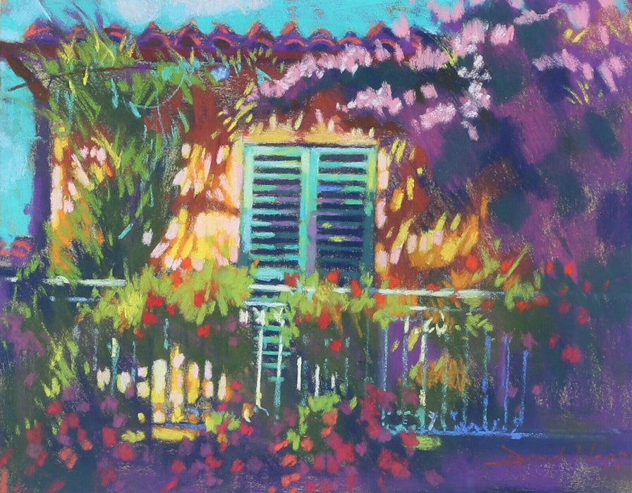 DAVID NAPP, ‘VIEW OF A VILLA WITH FLOWERS’, ORIGINAL PASTEL STUDY, SIGNED