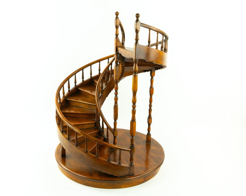 THEODORE ALEXANDER, VARNISHED HARDWOOD SPIRAL STAIRCASE SCALE MODEL DISPLAY 61cm