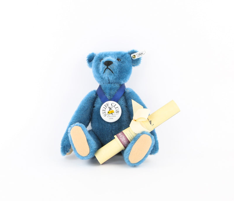 STEIFF 'TEDDYBÄR 1908 BLAU 35' LIMITED EDITION BLUE TEDDY BEAR 420047, BOXED COA