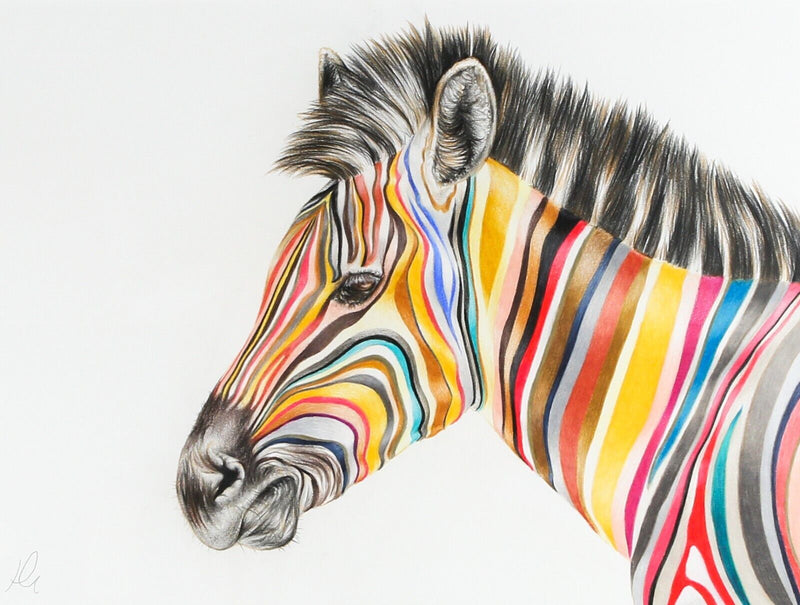 HAYLEY GOODHEAD, PERFECT STYLE STUDY, ZEBRA HORSE PORTRAIT, ORIGINAL PASTEL, SIGNED