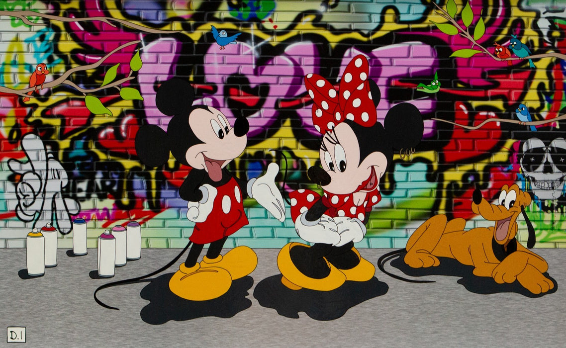 DYLAN IZAAK 'MICKEY & MINNIE LOVE II' DISNEY GRAFFITI ORIGINAL PAINTING, SIGNED