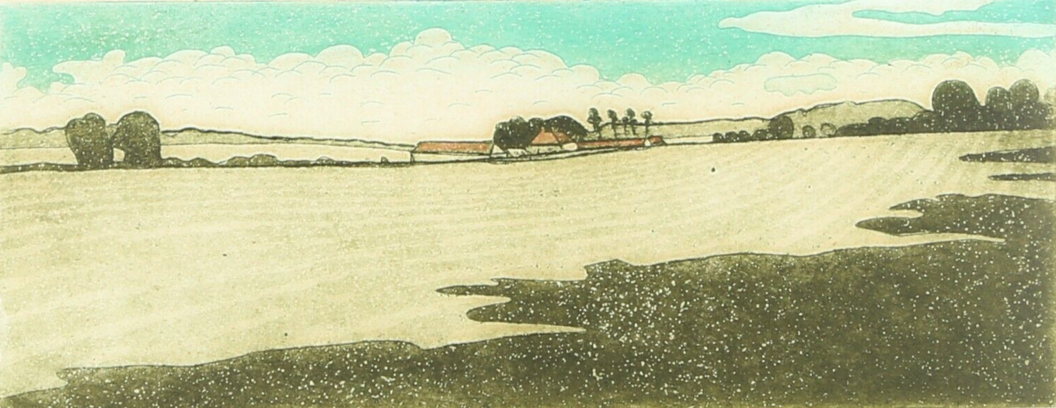 JOHN BRUNSDON 'A SUFFOLK FARM' LIMITED EDITION ETCHING PRINT 35/150, SIGNED