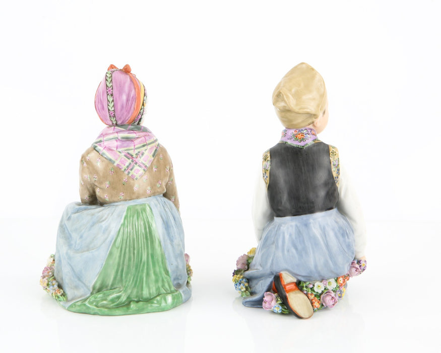 ROYAL COPENHAGEN - FANO GIRL & AMAGER BOY, HANSEN FIGURE MODELS 12413 12414