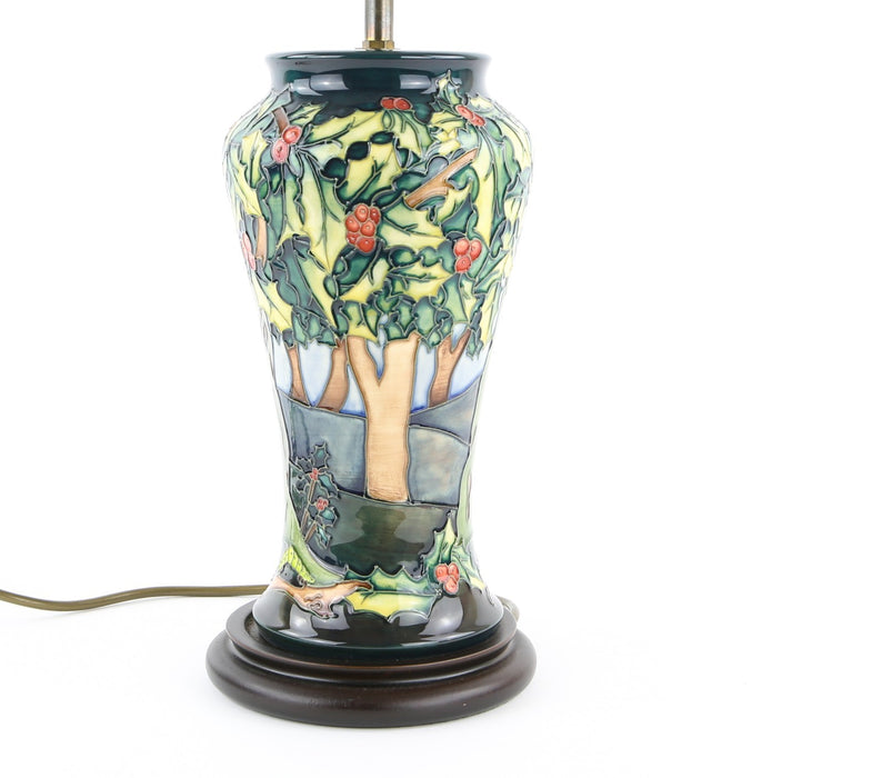 MOORCROFT POTTERY 'HOLLY HATCH' PHILIP GIBSON LARGE FLORAL TABLE LAMP VASE