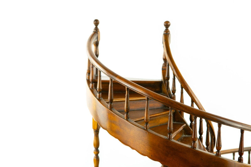 THEODORE ALEXANDER, VARNISHED HARDWOOD SPIRAL STAIRCASE SCALE MODEL DISPLAY 61cm