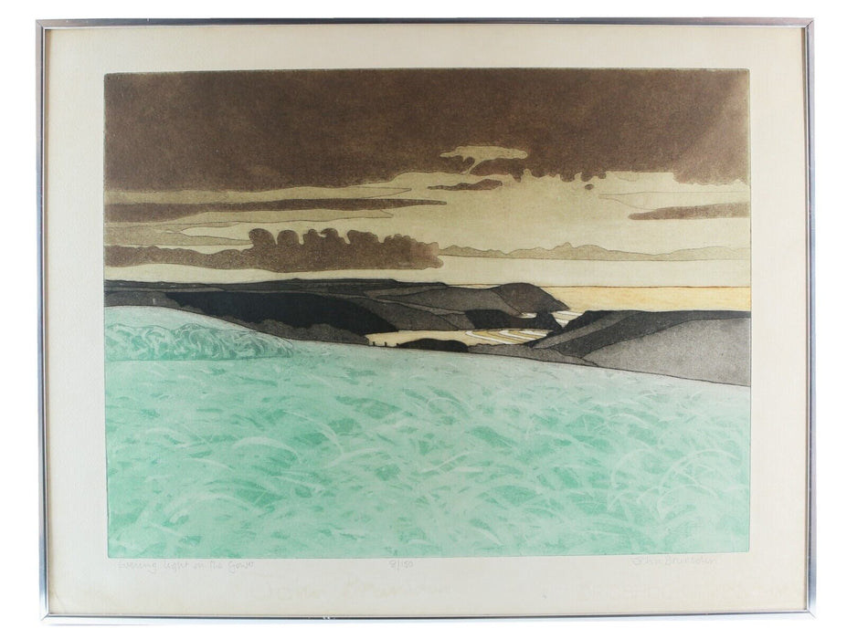 JOHN BRUNSDON 'EVENING LIGHT ON THE GOWER' LIMITED EDITION ETCHING PRINT, SIGNED