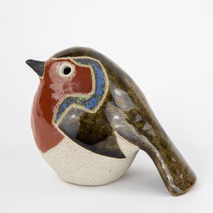 ROSEMARY WREN, OXSHOTT POTTERY - ROBIN, STUDIO ART BIRD FIGURE MODEL, SIGNED
