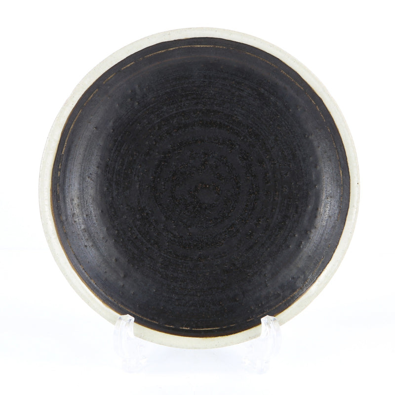 LUCIE RIE & HANS COPER - BROWN MANGANESE STONEWARE STUDIO POTTERY PLATE, SIGNED