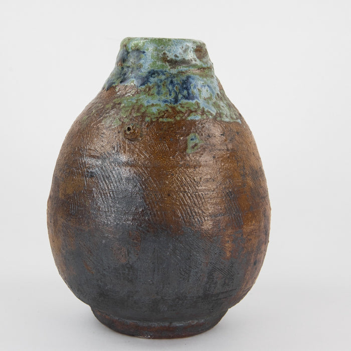 DENISE WREN, OXSHOTT POTTERY - STUDIO ART OVOID SGRAFFITO VASE, SIGNED