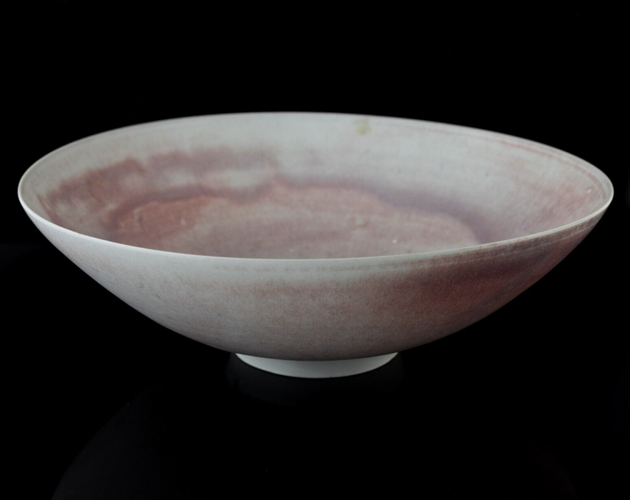 MARY RICH - LARGE STUDIO ART POTTERY RED COPPER GLAZE PORCELAIN FOOTED BOWL