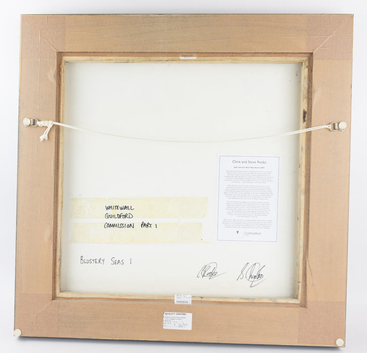 CHRIS & STEVE ROCKS, 'BLUSTERY SEAS I', STORMY SKY ORIGINAL OIL PAINTING, SIGNED