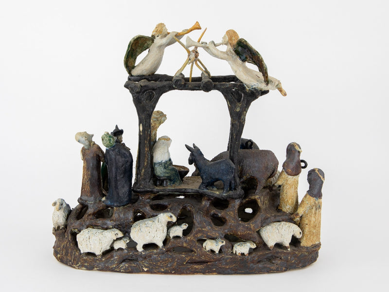 OXSHOTT POTTERY - CHRISTMAS NATIVITY, LARGE STUDIO ART FIGURE MODEL SCULPTURE