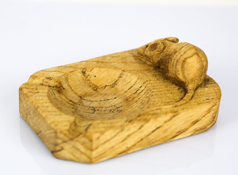 ROBERT 'MOUSEMAN' THOMPSON OF KILBURN - HAND CARVED OAK ASHTRAY PIN TRAY DISH