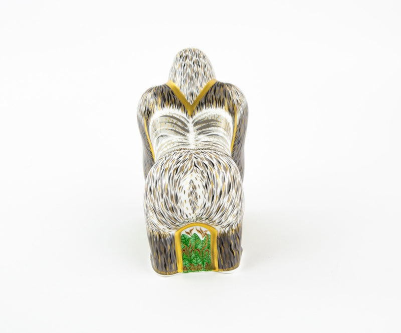 ROYAL CROWN DERBY ’MOUNTAIN GORILLA' PAPERWEIGHT FIGURE MODEL & GOLD STOPPER