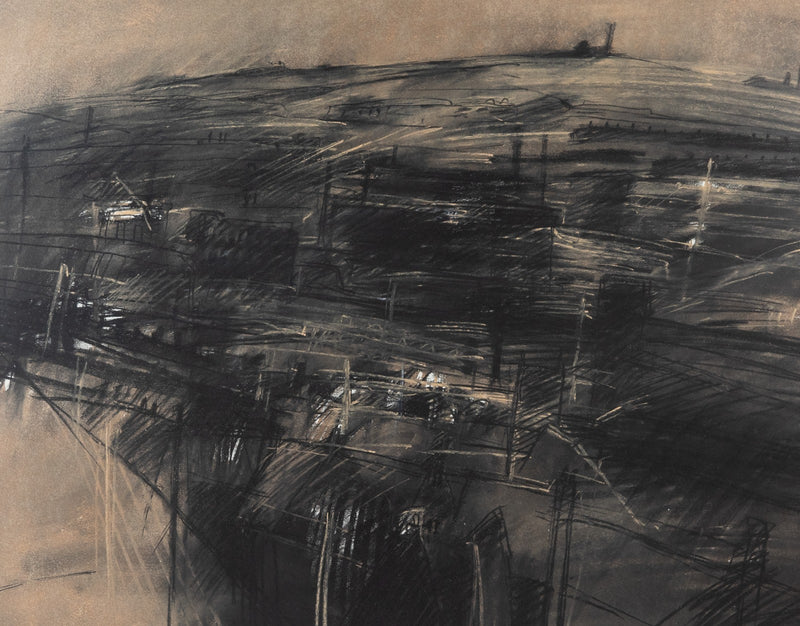 DAVID BLACKBURN, 'INDUSTRIAL LANDSCAPE', 1979 ABSTRACT ORIGINAL PASTEL, SIGNED