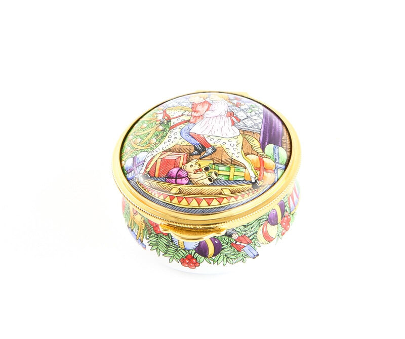 STAFFORDSHIRE 'CHRISTMAS 1994' ROCKING HORSE ENAMEL TRINKET PILL JEWELLERY BOX