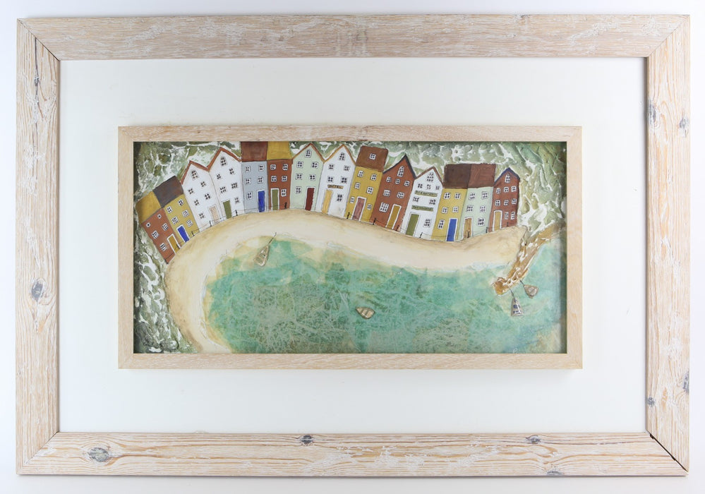 REBECCA LARDNER - 2000 SEASIDE HARBOUR BAY, ORIGINAL MIXED MEDIA PAINTING SIGNED