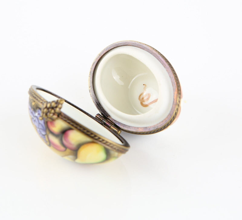 LIMOGES, FRANCE GOLD FRUIT EGG ENAMEL TRINKET PILL JEWELLERY BOX