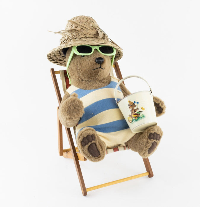 R JOHN WRIGHT - 'PADDINGTON AT THE BEACH' LIMITED EDITION TEDDY BEAR BOXED & COA