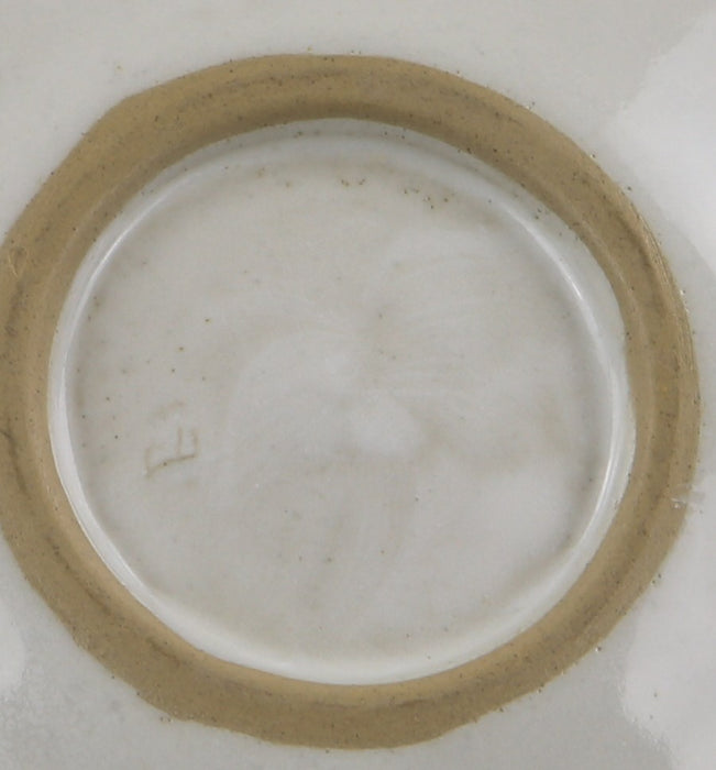 LUCIE RIE - SPECKLED WHITE & MANGANESE STONEWARE STUDIO POTTERY PLATE, SIGNED