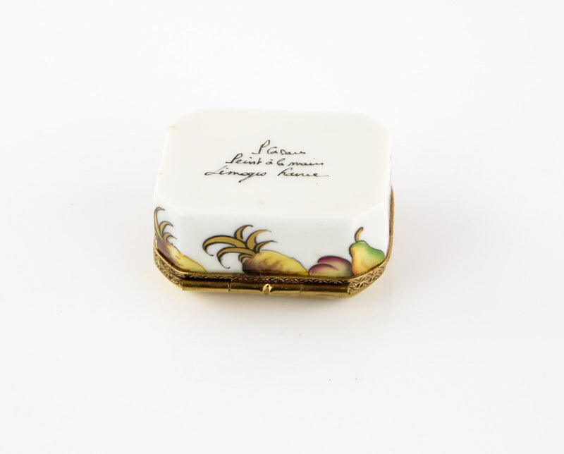 LIMOGES, FRANCE GOLD FRUIT ENAMEL TRINKET PILL JEWELLERY BOX