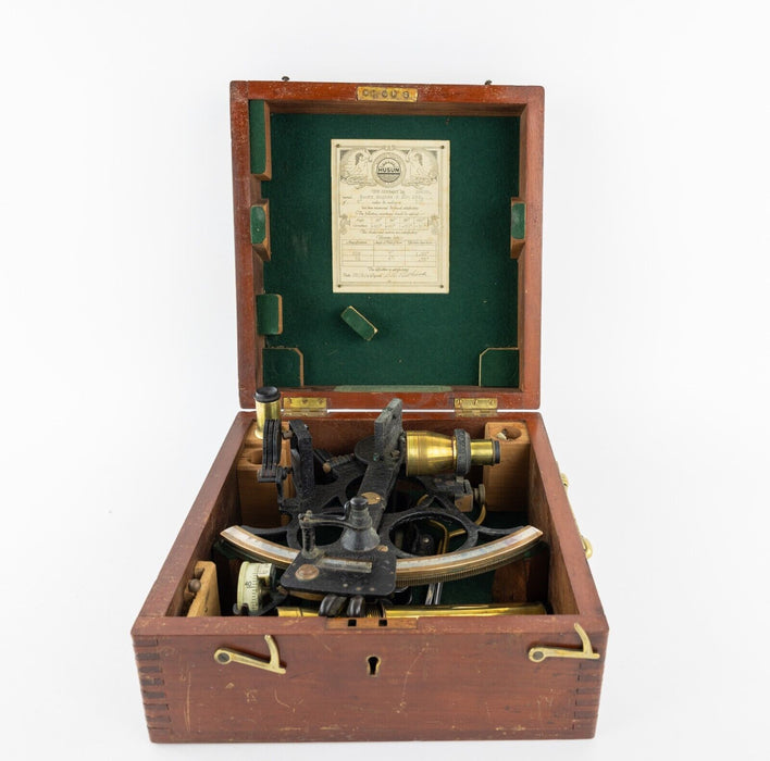 HENRY HUGHES & SONS Ltd - 1944 NAVAL MILITARY SEXTANT, FITTED MAHOGANY CASE BOX