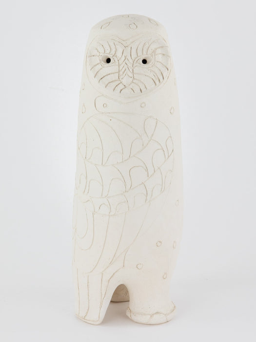 ROSEMARY WREN, OXSHOTT POTTERY - OWL, LARGE UNGLAZED FIGURE MODEL, SIGNED