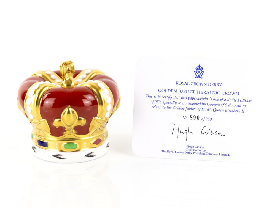 ROYAL CROWN DERBY QUEEN ELIZABETH II GOLDEN JUBILEE LIMITED EDITION PAPERWEIGHT