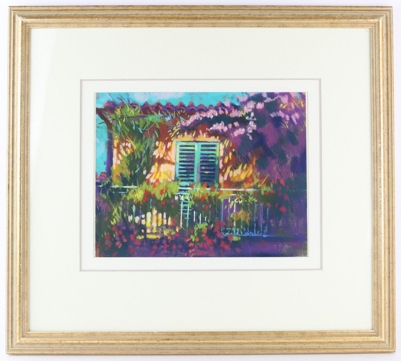DAVID NAPP, ‘VIEW OF A VILLA WITH FLOWERS’, ORIGINAL PASTEL STUDY, SIGNED
