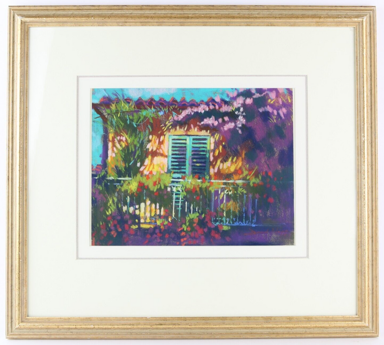 DAVID NAPP, ‘VIEW OF A VILLA WITH FLOWERS’, ORIGINAL PASTEL STUDY, SIGNED