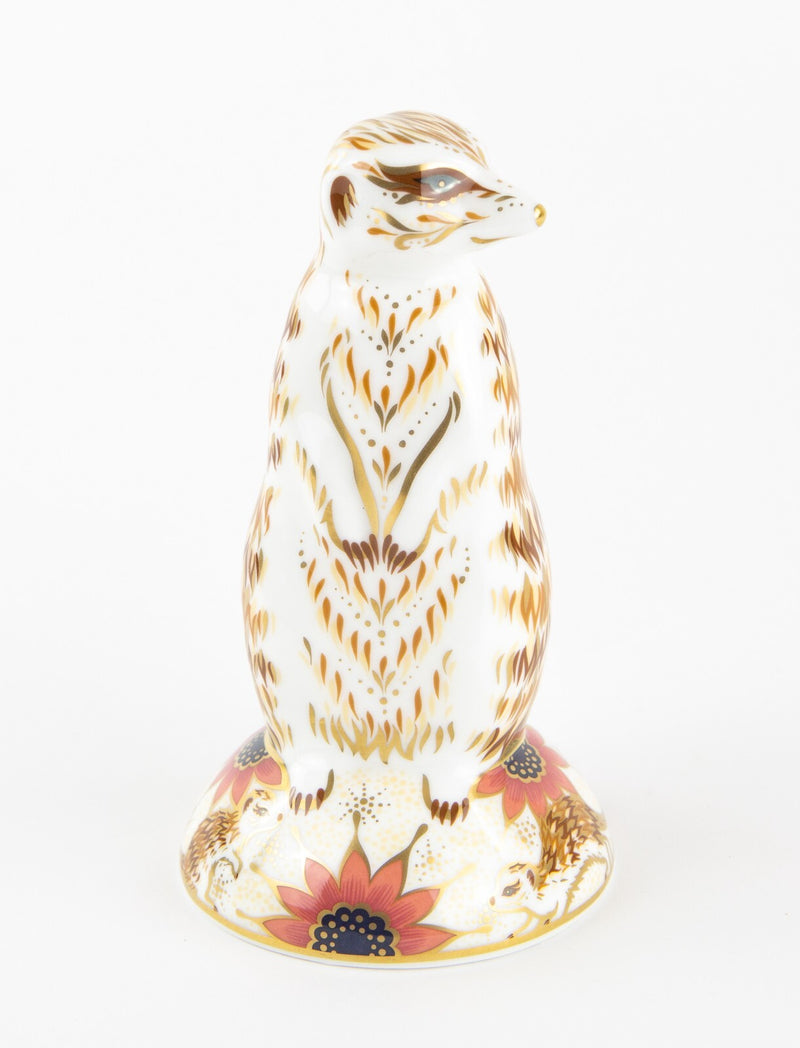 ROYAL CROWN DERBY ’MEERKAT' PAPERWEIGHT FIGURE MODEL & GOLD STOPPER
