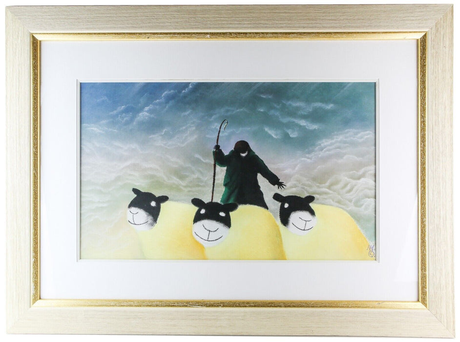 MACKENZIE THORPE, 'I SAW THREE SHEEP', 1998 ORIGINAL PASTEL, SIGNED