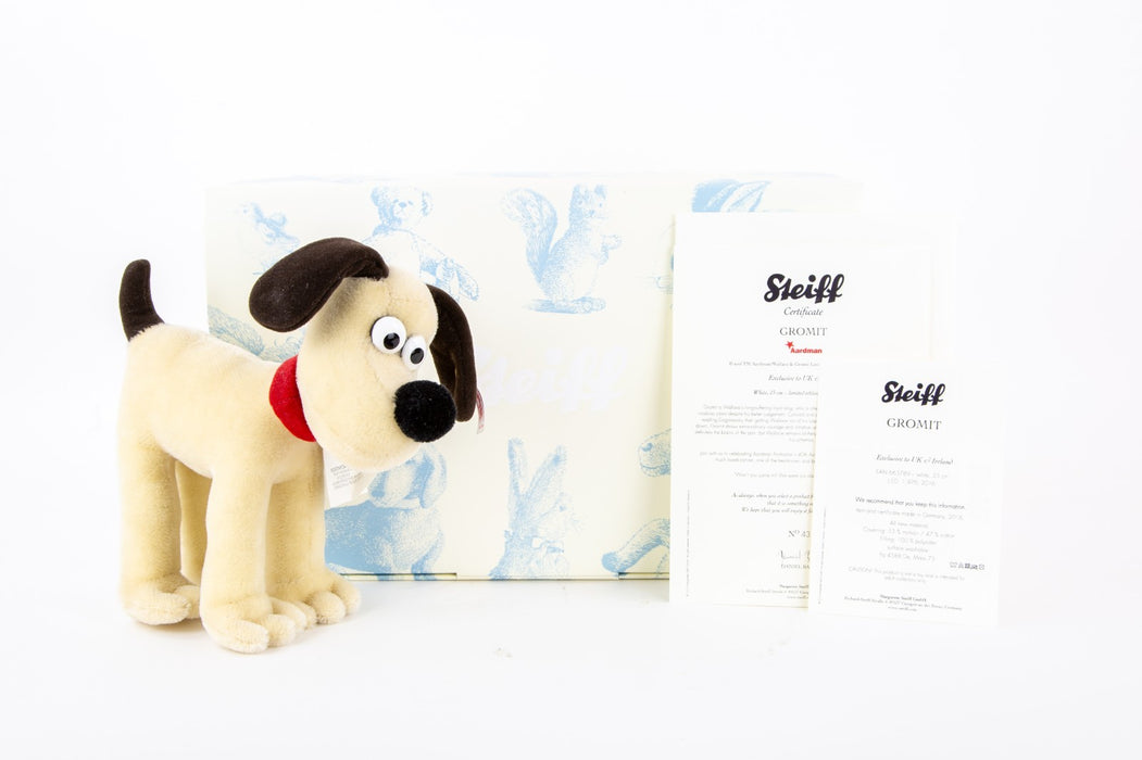 STEIFF 'GROMIT' LIMITED EDITION AARDMAN WALLACES DOG TEDDY BEAR 663789, BOXED