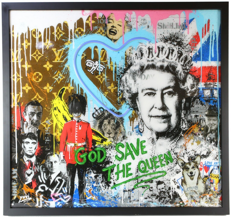 YUVI 'GOD SAVE THE QUEEN' LIMITED EDITION LED MIXED MEDIA ARTWORK 14/95 & COA