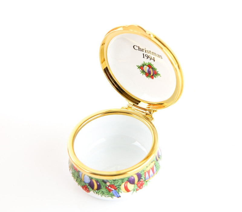 STAFFORDSHIRE 'CHRISTMAS 1994' ROCKING HORSE ENAMEL TRINKET PILL JEWELLERY BOX